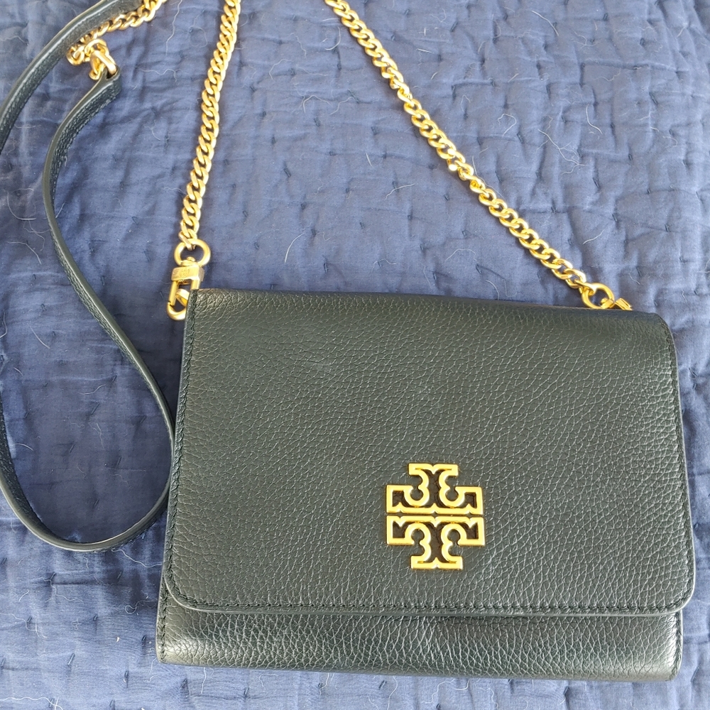 Tory Burch black leather crossbow purse
